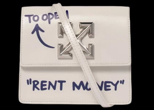 OFF-WHITE 0.7 Jitney Quote Bag "RENT MONEY" White
