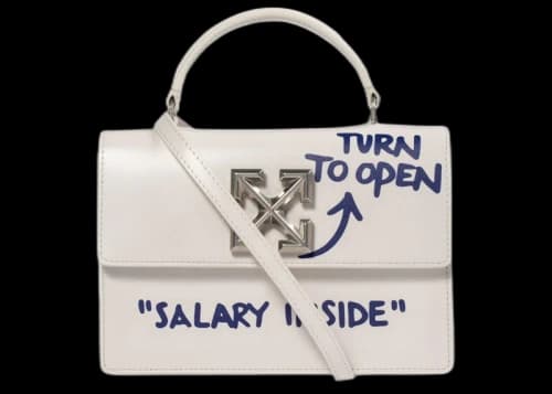 OFF-WHITE 1.4 Jitney Quote Bag "SALARY INSIDE" Off White/Violet