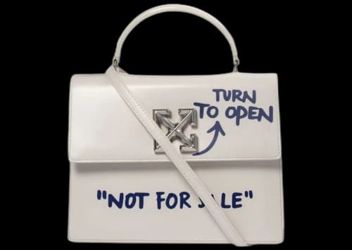 OFF-WHITE 2.8 Jitney Quote-Print Crossbody Bag "NOT FOR SALE" Off White/Violet