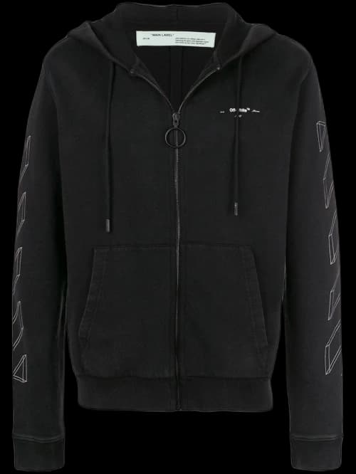 OFF-WHITE 3D Marker Diag Zip Up Hoodie Black/White