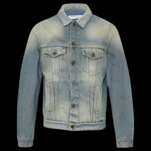 OFF-WHITE Airport Tape Denim Jacket Vintage Wash Multicolor