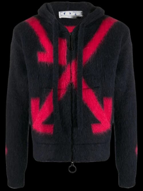 OFF-WHITE Arrows Fuzzy Hoodie Dark Grey/Red