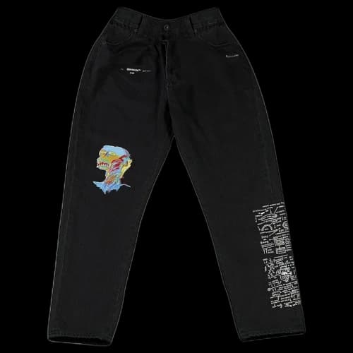 OFF-WHITE Basquiat Low Crotch Denim Jeans Black/Multicolor