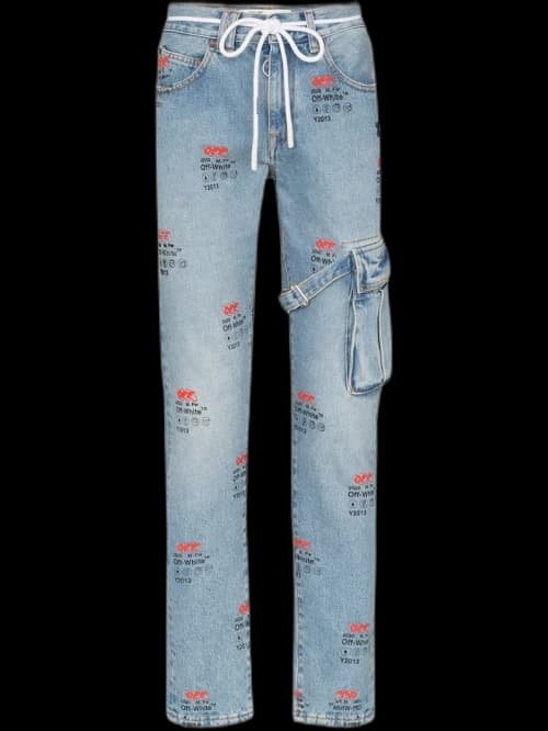 OFF-WHITE Blench Y2013 Logo Denim Jeans Bleach/Black