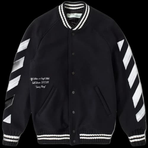 OFF-WHITE Brushed Diagonal Varsity Jacket Black/White