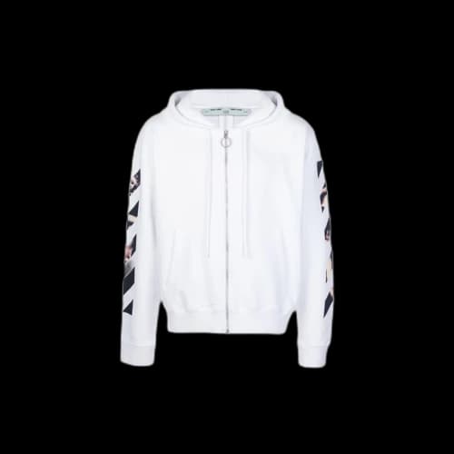 Off-White Off White Caravaggio Arrows Zip Up Hoodie White (2020)