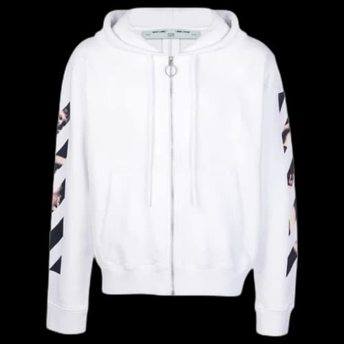 OFF-WHITE Caravaggio Arrows Zip Up Hoodie White