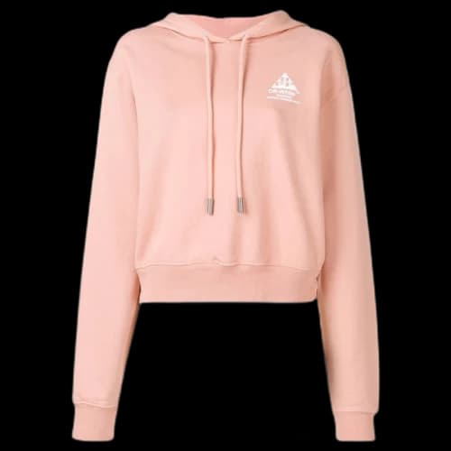 OFF-WHITE Cropped Cotton Arrows Print Hoodie Pink/White