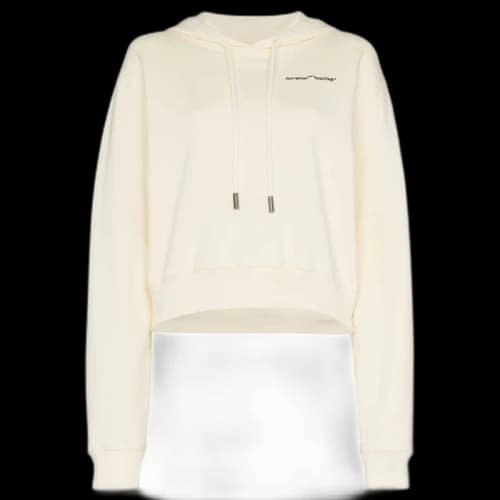 OFF-WHITE Cropped Embroidered Logo Hoodie Cream/Black