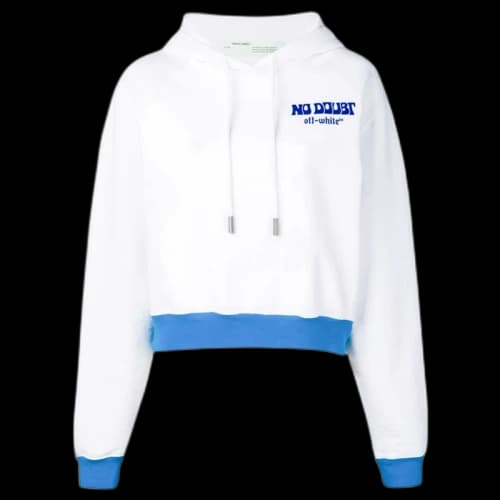OFF-WHITE Cropped No Doubt Hoodie White/Blue