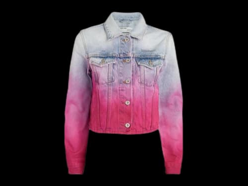 OFF-WHITE Degrade Cropped Denim Jacket Bleach/Fuchsia