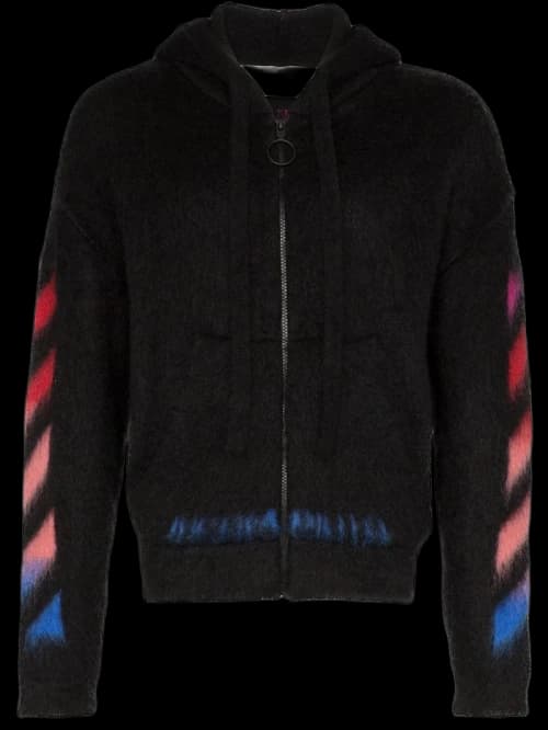 OFF-WHITE Diag Brushed Zipped Hoodie Black/Multicolor