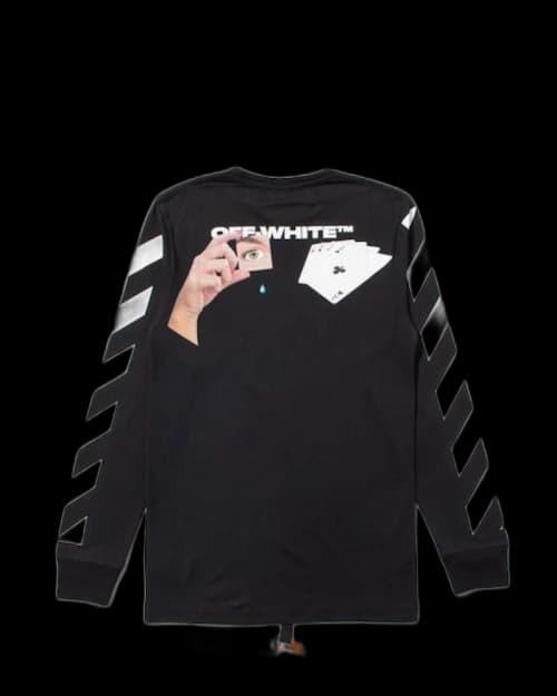 OFF-WHITE Diag Hand Card Long Sleeve T-Shirt Black/Multicolor