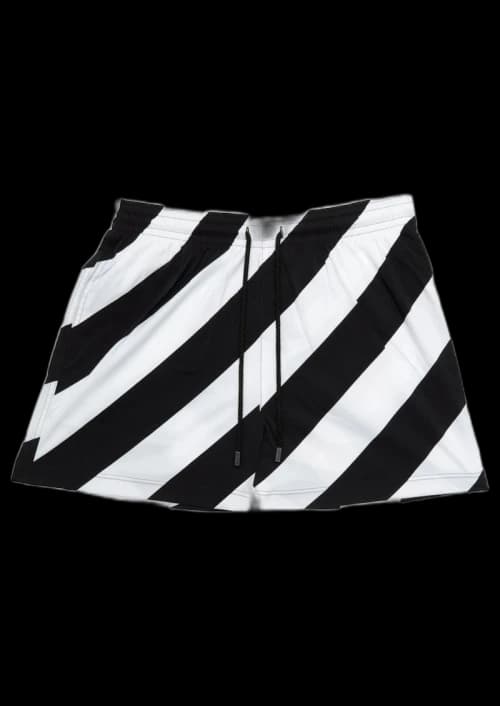 OFF-WHITE Diag Print Swim Shorts Black/White