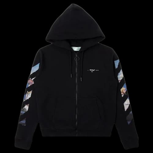 OFF-WHITE Diag Print Zip Up Hoodie Black/Multicolor