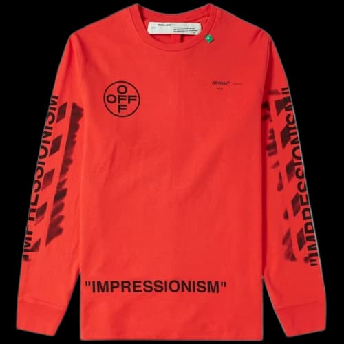 OFF-WHITE Diag Stencil L/S T-Shirt Red/Black