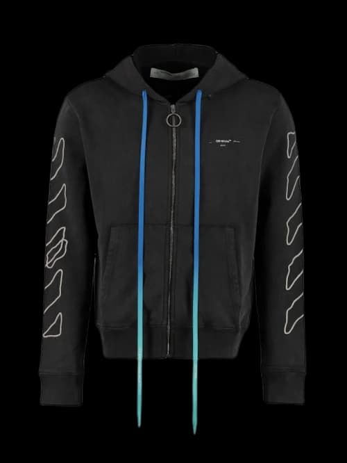 OFF-WHITE Embroidered Abstract Arrows Zip Hoodie Black