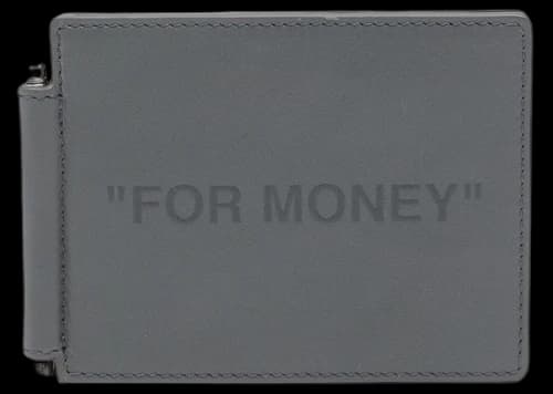 OFF-WHITE "FOR MONEY" Bill Clip Wallet Grey