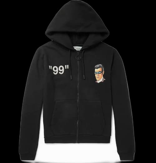 OFF-WHITE Green Man' Graphic Print Zip Up Hoodie Black/Multicolor