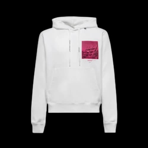 OFF-WHITE Halftone Arrows Hoodie White/Fuchsia