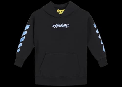 OFF-WHITE Kids Script Logo Hoodie Black/Blue