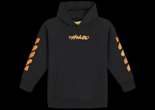 OFF-WHITE Kids Script Logo Hoodie Black/Orange