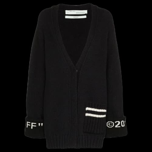 OFF-WHITE Logo Cuff Knit Cargigan Sweater Black/White