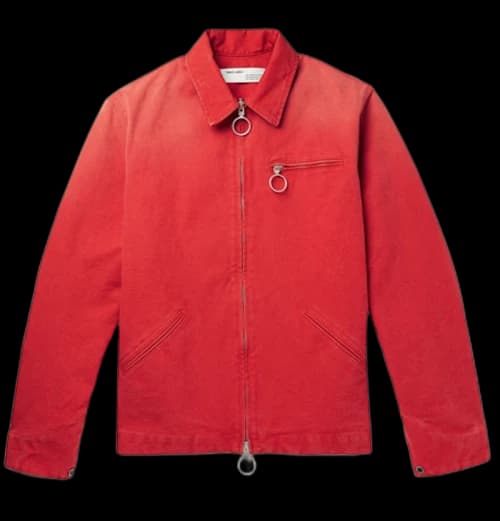 OFF-WHITE Logo Embroidered Canvas Jacket Red
