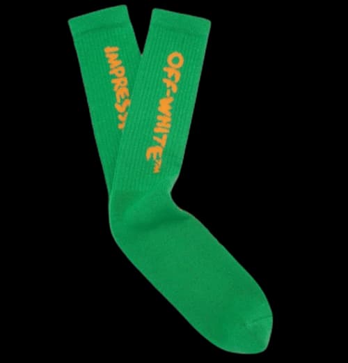 OFF-WHITE Logo Intarsia Stretch Socks (SS19) Green/Orange