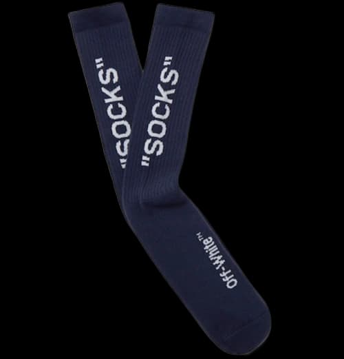 OFF-WHITE Logo Intarsia Stretch Socks (SS19) Navy/White