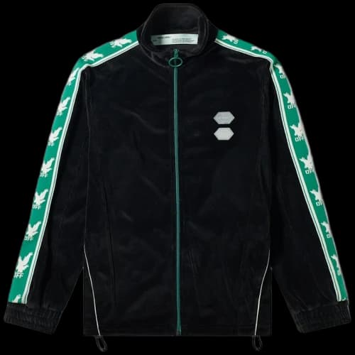 OFF-WHITE Logo Intarsia Velour Track Jacket Black/Green