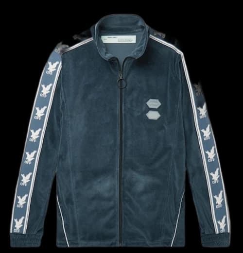 OFF-WHITE Logo Intarsia Velour Track Jacket Blue/White