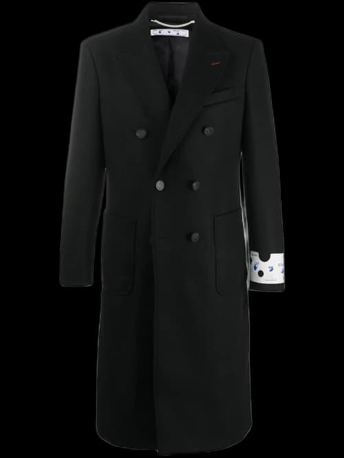 OFF-WHITE Logo Long Coat Black/White