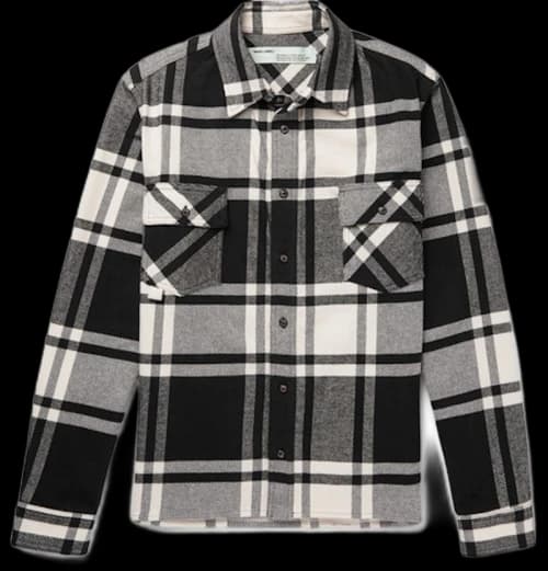 OFF-WHITE Logo Print Checked Flannel Overshirt Black/White/Pink