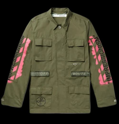 OFF-WHITE Logo Print Military Field Jacket Green