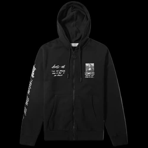 OFF-WHITE Monalisa Graphic Print Zip Hoodie Black/White