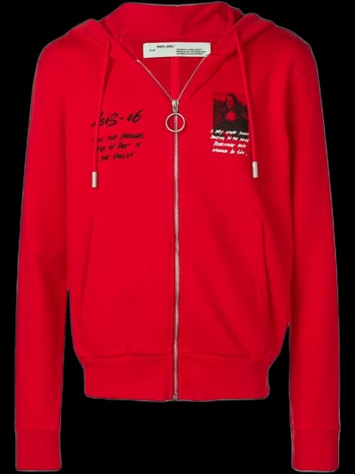 OFF-WHITE Monalisa Graphic Print Zip Hoodie Red/Black/White