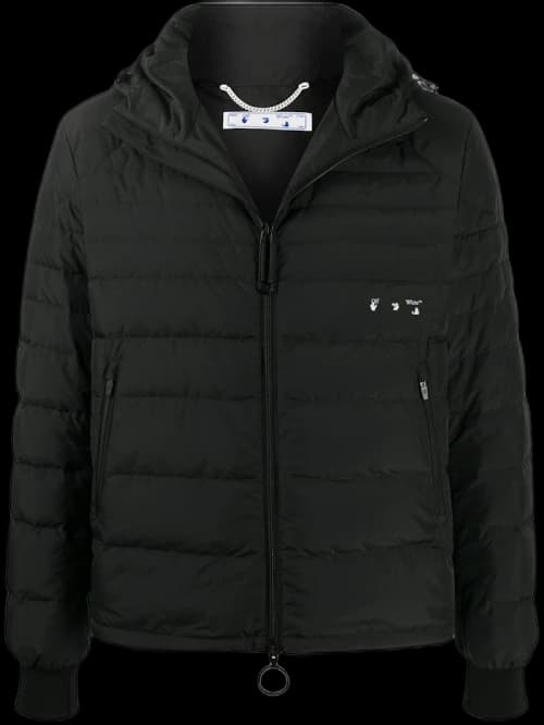 OFF-WHITE New Logo Hooded Puffer Jacket Black/White