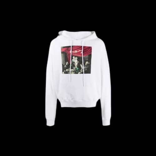 Off-White Off White Oversize Fit Caravaggio Painting Hoodie White Black (2020)