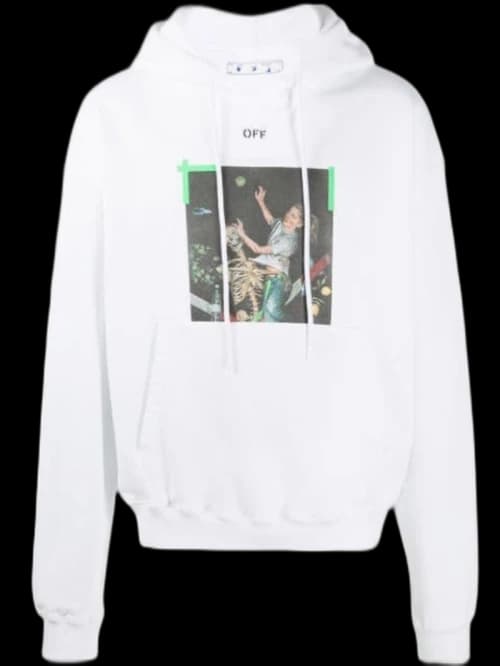 OFF-WHITE Oversize Fit Pascal Arrow Hoodie White/Green