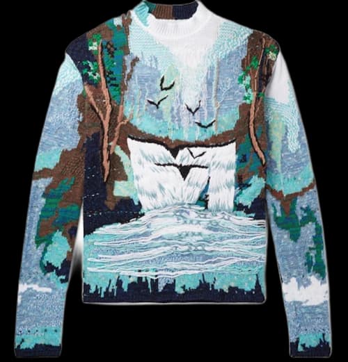OFF-WHITE Oversized Emrboidered Waterfall Sweater Blue/Multicolor