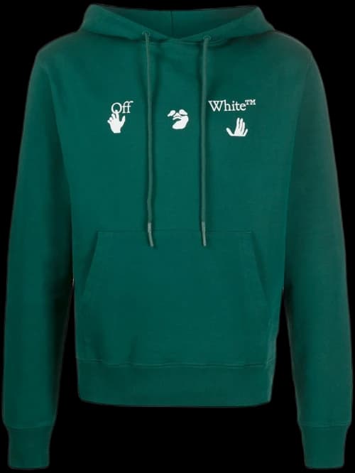 OFF-WHITE Slim Fit Big Logo Hoodie Dark Green/White