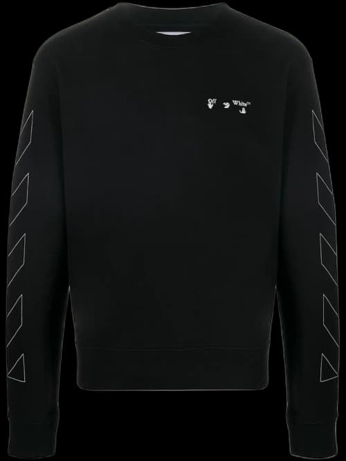 OFF-WHITE Slim Fit Diag Logo Sweatshirt Black/White