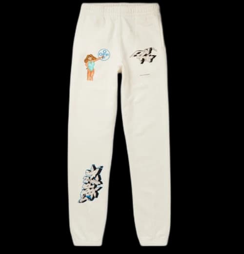 OFF-WHITE Slim Fit Dondi White Print Sweatpants Multicolor