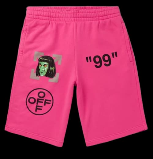 OFF-WHITE Slim Fit 'Green Man' Print Shorts Pink/Black