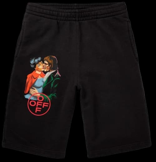 OFF-WHITE Slim Fit 'Kiss' Graphic Print Shorts Black/Multicolor
