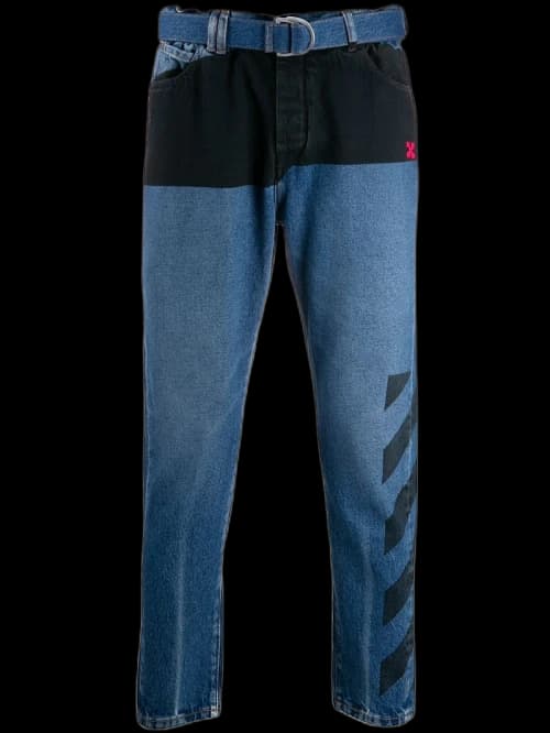 OFF-WHITE Slim Low Crotch Gabardine Denim Jeans Dark Blue