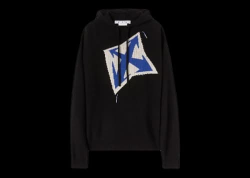 OFF-WHITE Thund Arr Chunky Knit Hoodie Black/Blue/White