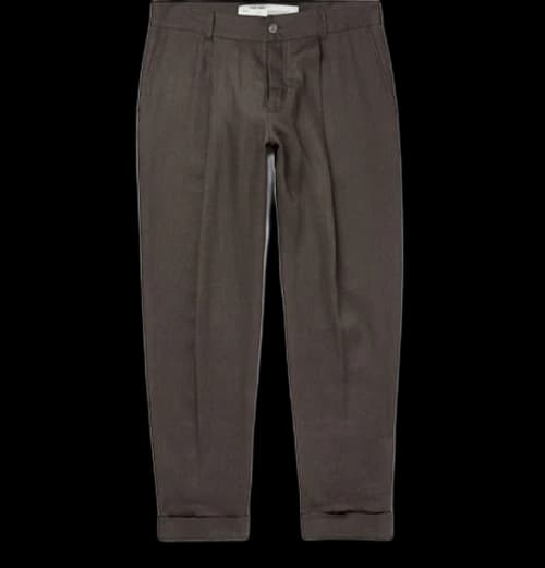 OFF-WHITE Wide Leg Cropped Logo Embroidered Pants Brown