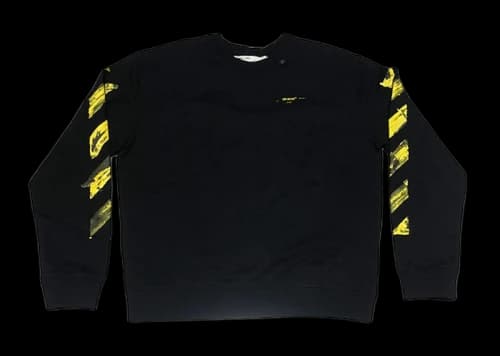OFF-WHITE Yellow Acrylic Arrow Logo Crewneck Black